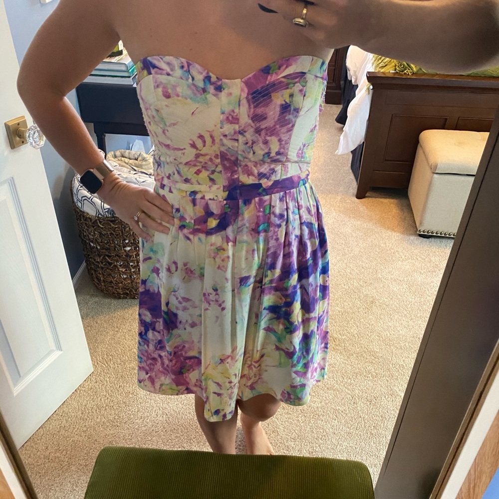 Parker Silk Strapless Tie-Dye Dress